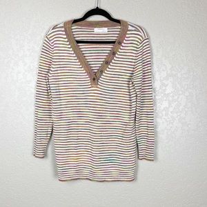 Anthropologie tan multi colored striped sweater